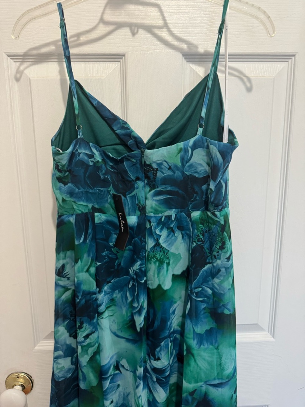 Lulu's Teal & Navy Floral Maxi Dress - Picture 4 of 6